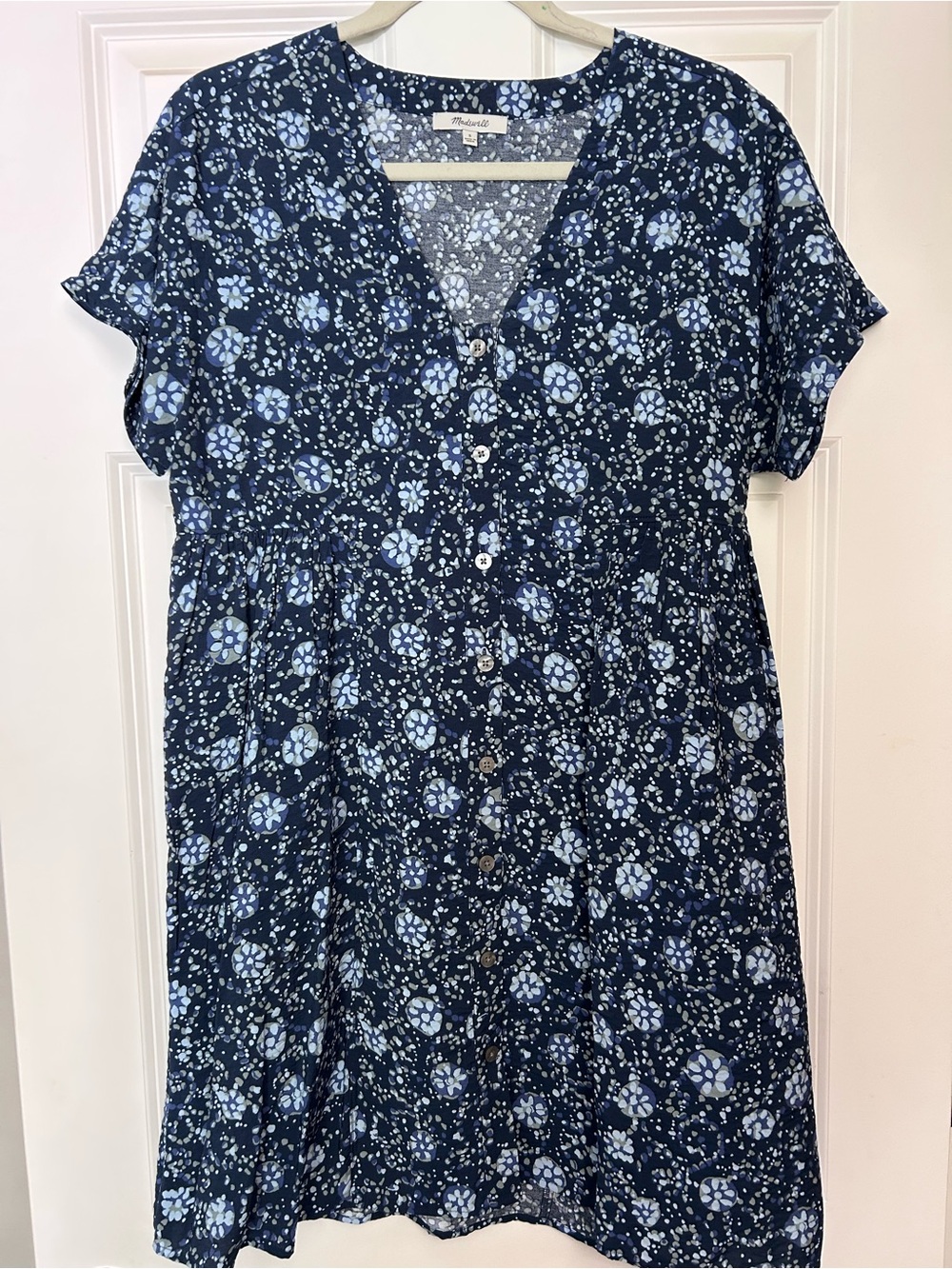 Madewell Navy Blue Floral Button-Front Women’s Dress, size small